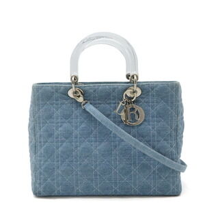 Christian Dior Lady Cannage Shoulder Bag blue clear denim